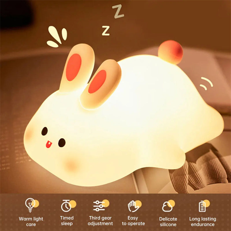 Cute rabbit face silicon night light