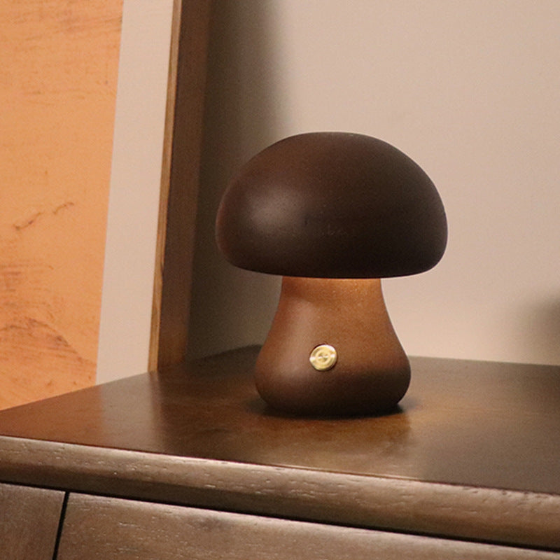 INS Wooden Mushroom LED Night Lamp