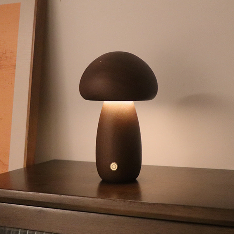 INS Wooden Mushroom LED Night Lamp