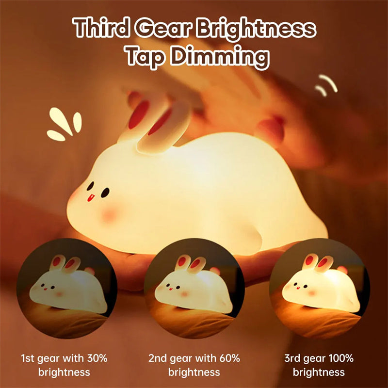 Cute rabbit face silicon night light