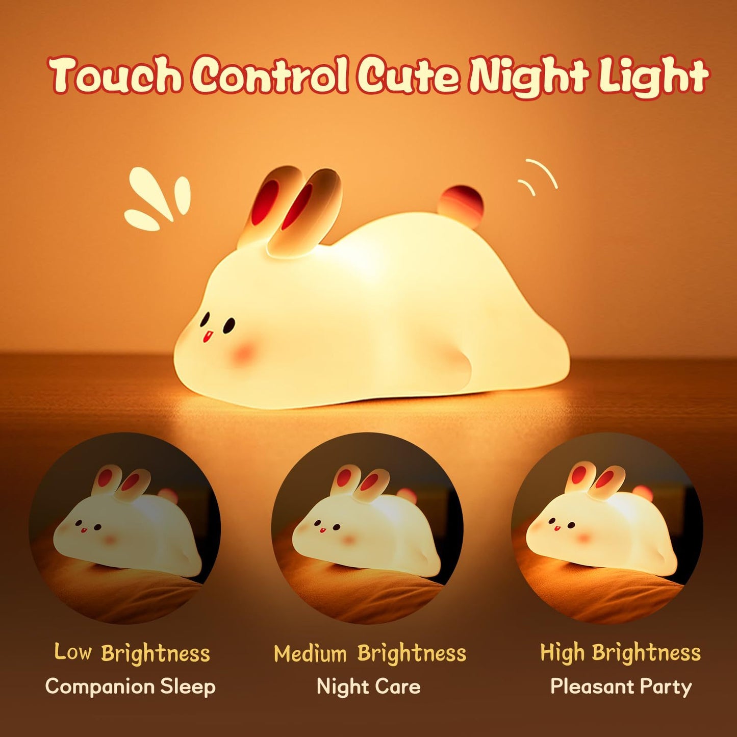 Cute rabbit face silicon night light
