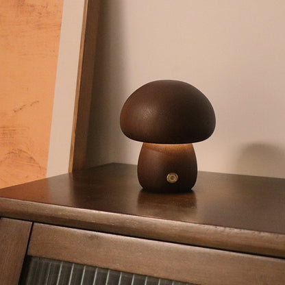 INS Wooden Mushroom LED Night Lamp