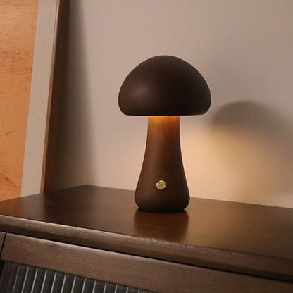 INS Wooden Mushroom LED Night Lamp