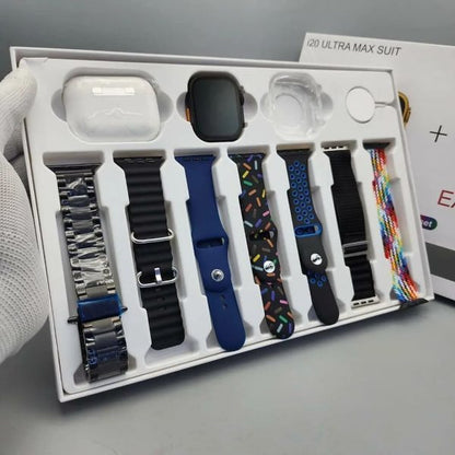 I20 Ultra Max Suit Smart Watch 10 In 1 With Airpords2(Random straps colours)