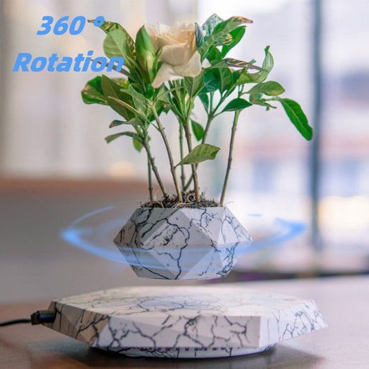 Magnetic Levitating Plant Pot Marble Color Office Home Decor